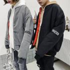 Couple Matching Padded Zip-up Lettering Jacket