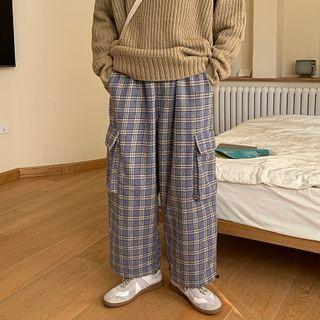 High-waist Plaid Sweatpants