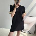 Short-sleeve Knit Polo Dress As Shown In Figure - One Size