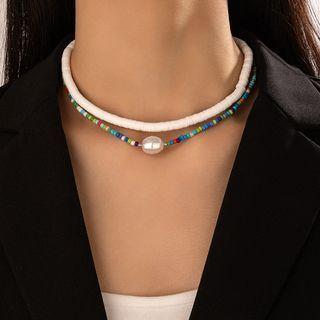 Set Of 2: Necklace White - One Size