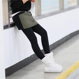 Quilted Miniskirt Overlay Pile-lined Leggings