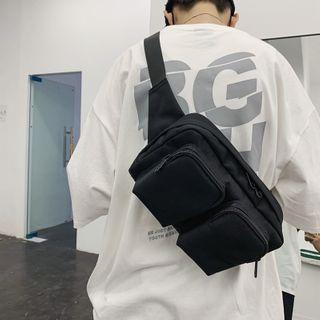 Plain Multi-section Nylon Sling Bag