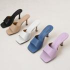 Square-toe Flared-heel Sandals