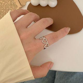 Heart Alloy Ring 1 Pc - Silver - One Size