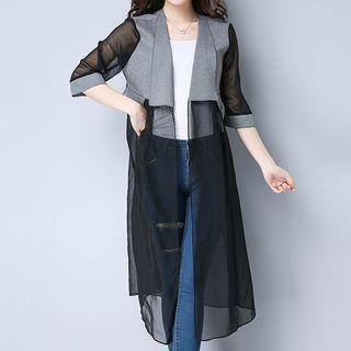 Lace Panel Long Light Jacket