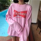 Lettering Pullover Pink - One Size