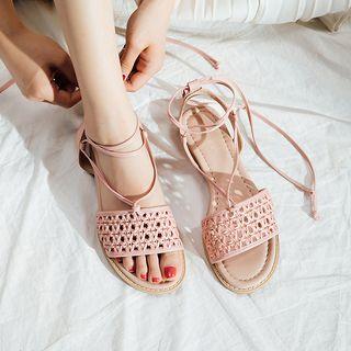 Straw Woven Gladiator Sandals