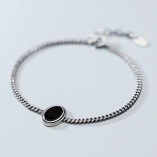 925 Sterling Silver Oval Disc Bracelet S925 Silver - Bracelet - One Size