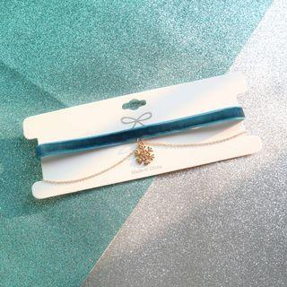 Snowflake Choker Double Layers - Snowflake - Blue - One Size