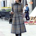 Check A-line Coat With Belt