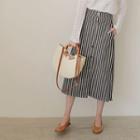 Banded-waist Striped Maxi Skirt
