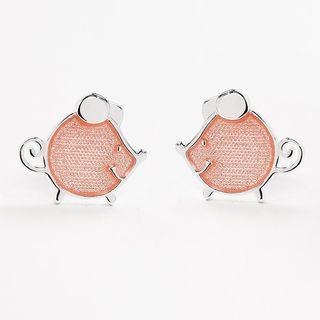 Mouse Stud Earring 1 Pair - Pink Mouse Earring - One Size