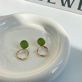 Twisted Alloy Hoop Dangle Earring 1 Pair - Stud Earring - S925 Silver Needle - Gold - One Size
