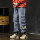 High-waist Camo Panel Cargo Jeans