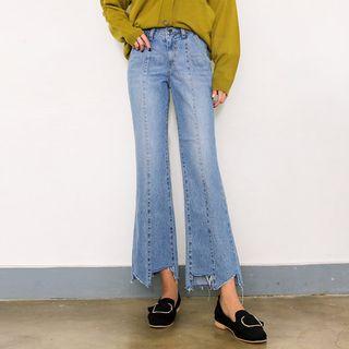 Seam-trim Cutout Boot-cut Jeans