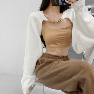 Chain-accent Knit Cape Top