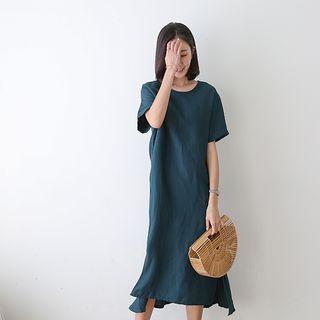 Tie-back Slit-side Cotton Dress