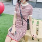 Color Block Short-sleeve Knit Dress