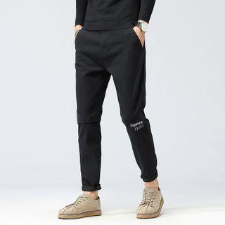 Letter Embroidered Harem Cropped Pants