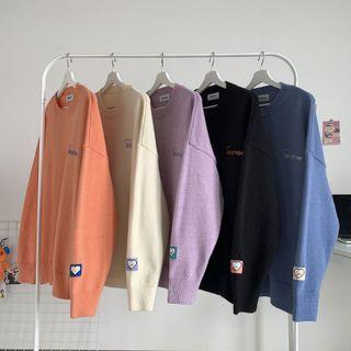 Applique Letter Embroidered Sweater