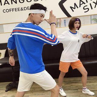 Couple Matching Striped 3/4 Sleeve T-shirt