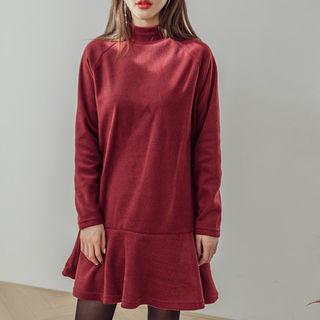 Mock-neck Brushed Fleece Minidress