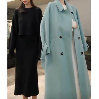 Set: Plain Sweater / Knit Midi A-line Skirt