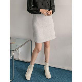 Band-waist H-line Tweed Skirt