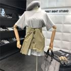 Set: Short-sleeve Long T-shirt + A-line Skirt