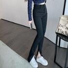 High Waist Slit Boot-cut Jeans