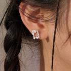 Rhinestone Hollow Rectangle Stud Earring 1 Pair - With Earring Back - Silver - One Size