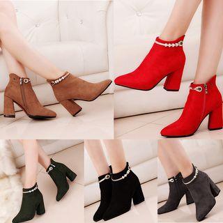 Embellished Block Heel Ankle Boots