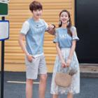 Couple Matching Short-sleeve T-shirt / Shorts / Mini T-shirt Dress / Mesh Skirt