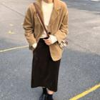 Corduroy Single Breasted Blazer / High-waist Corduroy Skirt