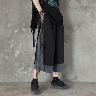 Tie-dyed Panel Straight-cut Cropped Pants