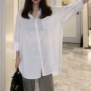 Plain Shirt / High-waist Wide-leg Shorts