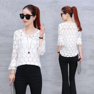Bell-sleeve Crochet Lace-top