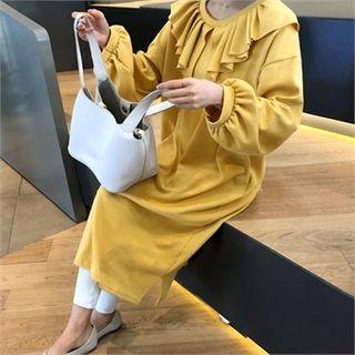 Frill-trim Balloon-sleeve Dress