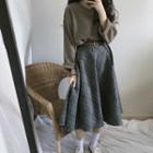Sweater / Plaid A-line Midi Skirt