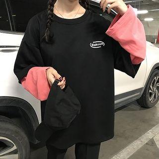 Printed Mock Two Piece Pullover Black - One Size