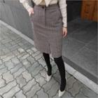 Slit-front Houndstooth H-line Skirt