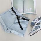 Roll-up Hem Denim Shorts