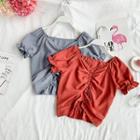 Short-sleeve Drawstring Chiffon Top