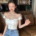 Frilled Off-shoulder Slim-fit Top