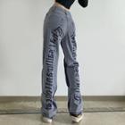 Lettering Print Straight Jeans