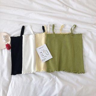Plain Roll-up Sleeveless Knit Camisole Top