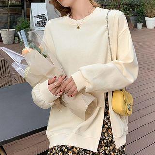 Lace Trim Slit Pullover