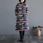Print Quilted Button-up Long Coat