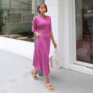 Snap-button Long T-shirt Dress