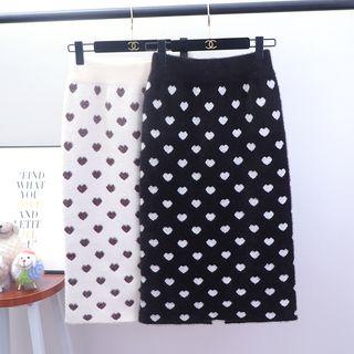 Heart Pattern Knit Skirt